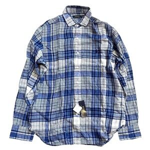 Polo Ralph Lauren 100% Linen Plaid Button Shirt Men M Blue Long Sleeve Preppy